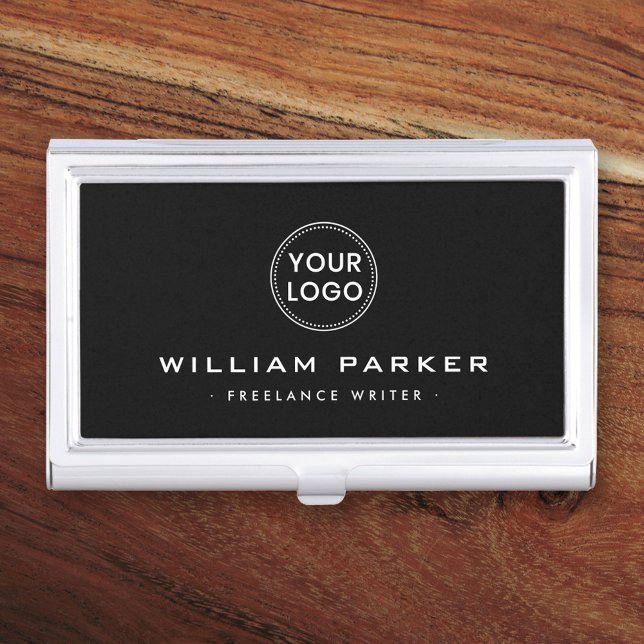 Modern masculine custom logo black business card case (Creator Uploaded)