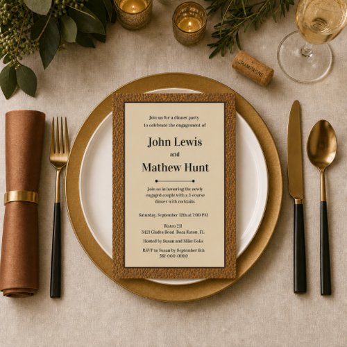 Modern Masculine Engagement Party Invitation