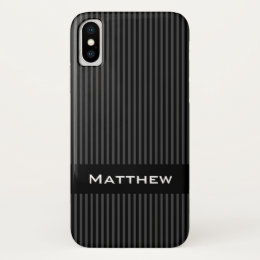 Modern, masculine gray and black stripes iPhone x case