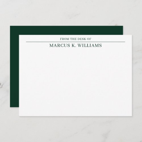 Modern Masculine Green and White Note Card