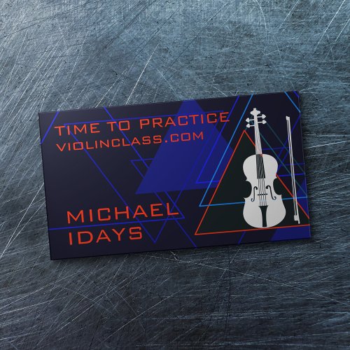 Modern  Masculine Navy Blue Music Violin Designer Business Card Magnet