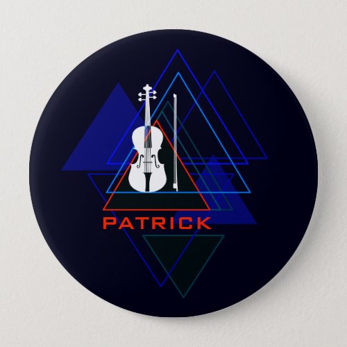 Modern  Masculine Navy Blue Music Violin Designer Button