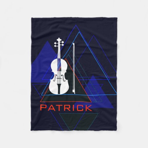 Modern  Masculine Navy Blue Music Violin Designer Fleece Blanket