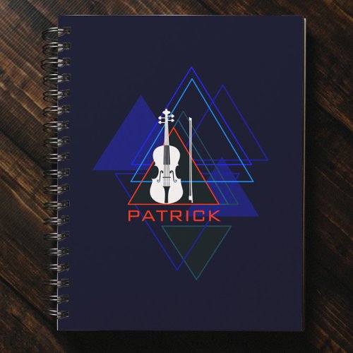 Modern  Masculine Navy Blue Music Violin Designer Notebook
