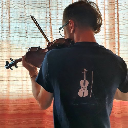 Modern  Masculine Navy Blue Music Violin Designer T_Shirt