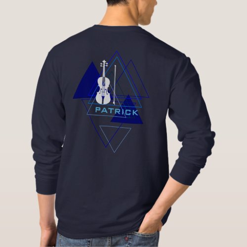 Modern  Masculine Navy Blue Music Violin Designer T_Shirt
