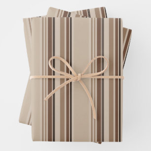 Modern Masculine Neutral Stripe Linen  Wrapping Paper Sheets