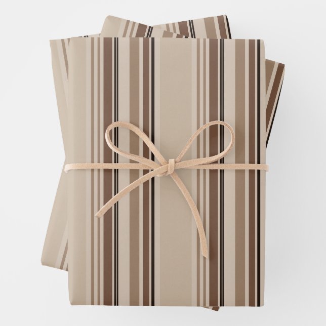 Modern Masculine Neutral Stripe Linen  Wrapping Paper Sheets (In situ)