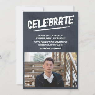 Modern Masculine Photo Graduation Invitation