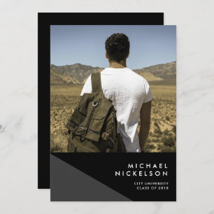 Modern Masculine Photo Graduation Party Invitation