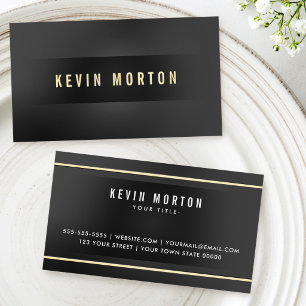 Modern masculine professional black gold silver foil business cards