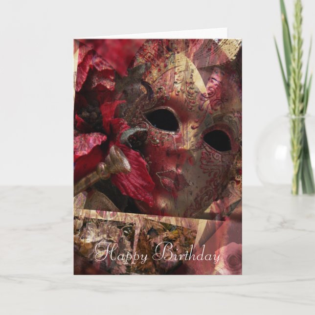 Modern Masks Birthday Card (Front)
