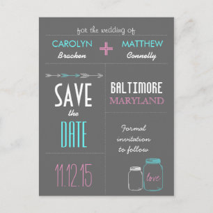 Modern Masonjar   Arrows Gray Save the Date Card