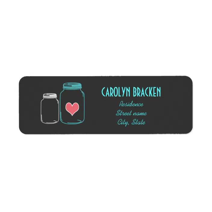 Modern Masonjar | Pink Heart Return Address Labels | Zazzle.com