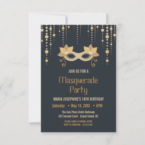 Modern Masquerade birthday Party Invitation