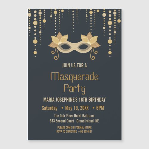 Modern Masquerade birthday Party Invitation