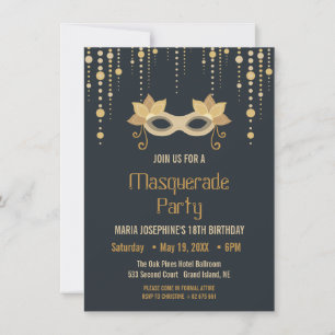 Modern Masquerade birthday Party Invitation