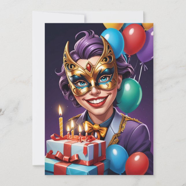 modern masquerade sweet 16 invitations (Front)