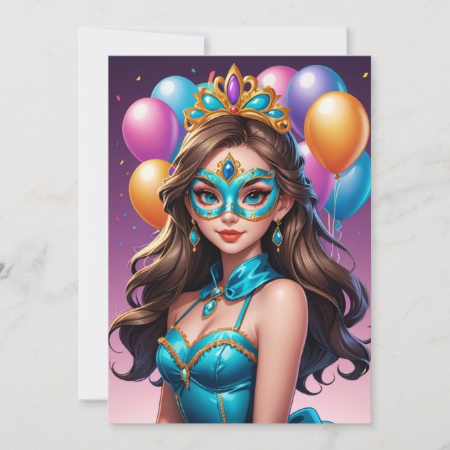 modern masquerade sweet 16 invitations (Front)