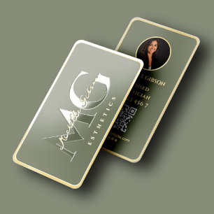 Modern Massage Spa Physical Therapist Photo Sage Foil Spot Gloss Business Cards