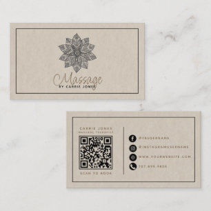 Modern Massage Therapist Lotus Flower Business Card