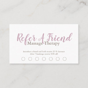 Modern Massage Therapist Script Blush Pink Loyalty Card