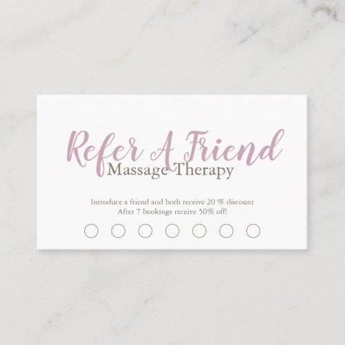 Modern Massage Therapist Script Blush Pink  Loyalty Card