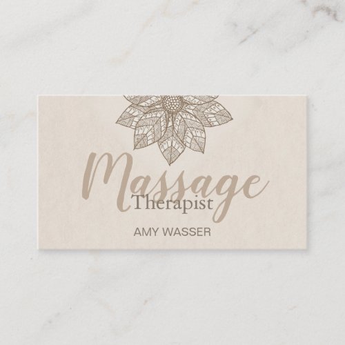 Modern Massage Therapist Script Lotus Flower Business Card