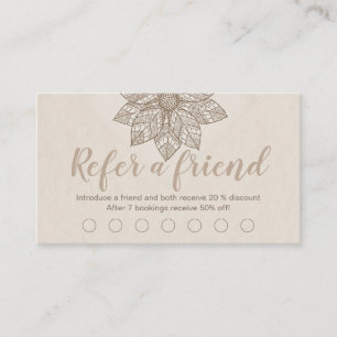 Modern Massage Therapist Script Lotus Flower Loyalty Card