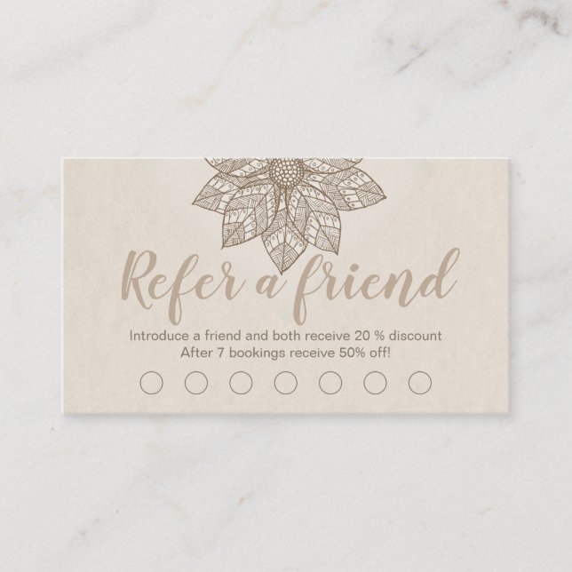 Modern Massage Therapist Script Lotus Flower  Loyalty Card (Front)