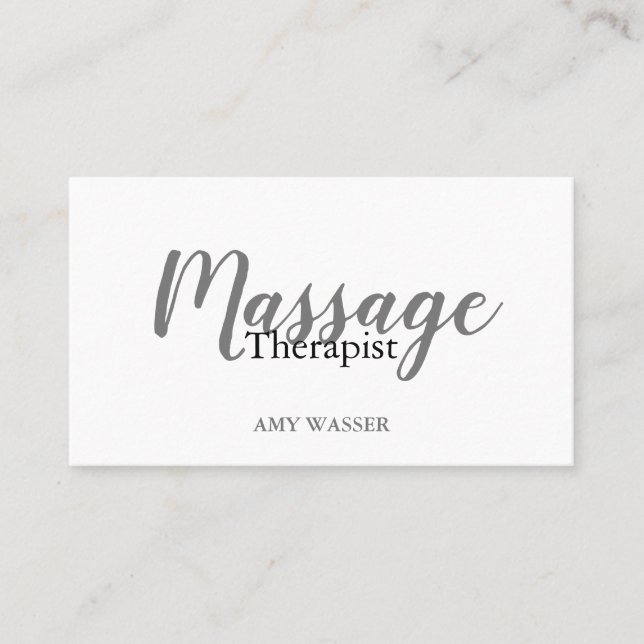 Modern Massage Therapist Script Typography Business Card (Front)