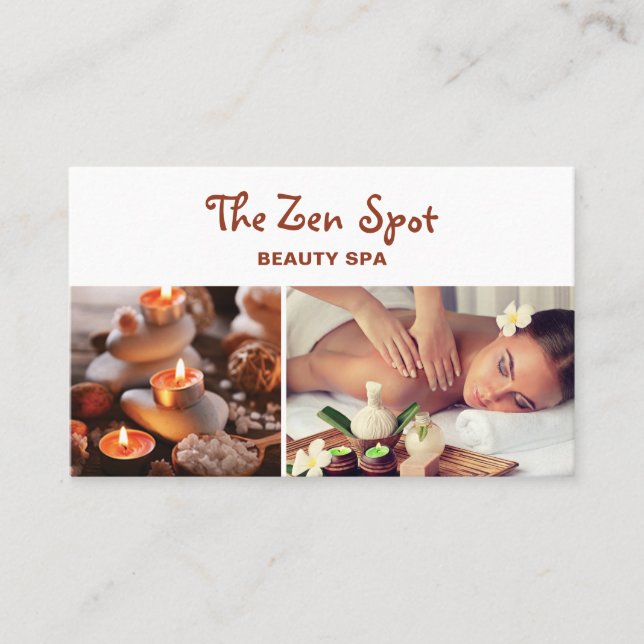 Modern Massage Therapist Zen Stones Beauty Spa Business Card (Front)