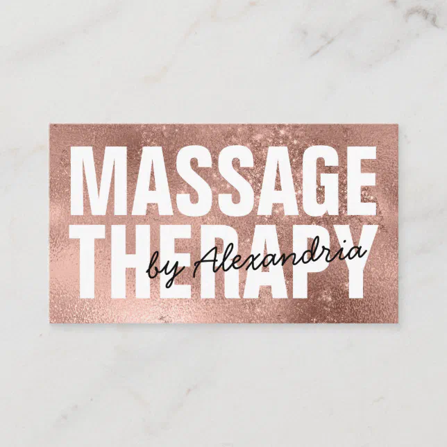 Modern Massage Therapy Rose Gold Glitter Sparkle Business Card Zazzle 2547