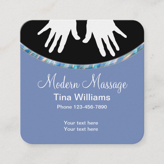 Modern Massage Unique Design Square Business Card (Front)