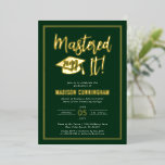 Modern Mastered It Master's Degree Graduation Foil Invitation<br><div class="desc">Modern and Elegant Mastered It Master's Degree Graduation Party Invitation</div>