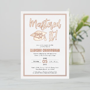 Modern Mastered It Master's Degree Graduation  Foil Invitation