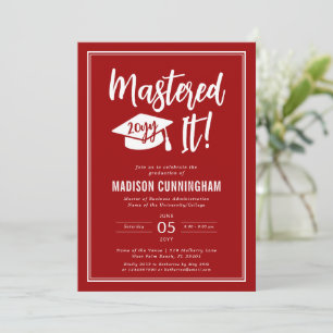 Modern Mastered It Master's Degree Graduation  Invitation