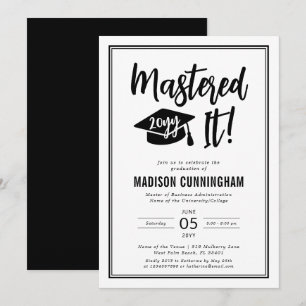 Modern Mastered It Master's Degree Graduation Invitation