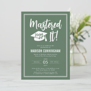 Modern Mastered It Master's Degree Graduation Invitation