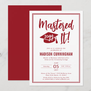 Modern Mastered It Master's Degree Graduation  Invitation
