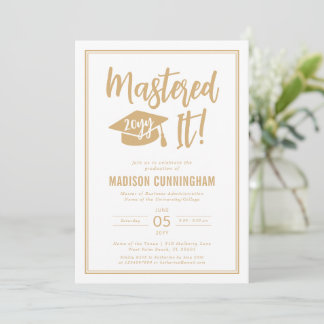 Modern Mastered It Master's Degree Graduation Invitation