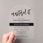 Modern Master's Degree Graduation Mastered it Acrylic Invitations<br><div class="desc">Modern Master's Degree Graduate Mastered it Masters Graduation Party Invitation</div>