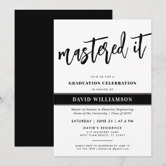 Modern Master's Degree Graduation Mastered it Invitation