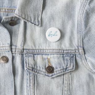 Modern Matching Bride Bachelorette Party Blue Button