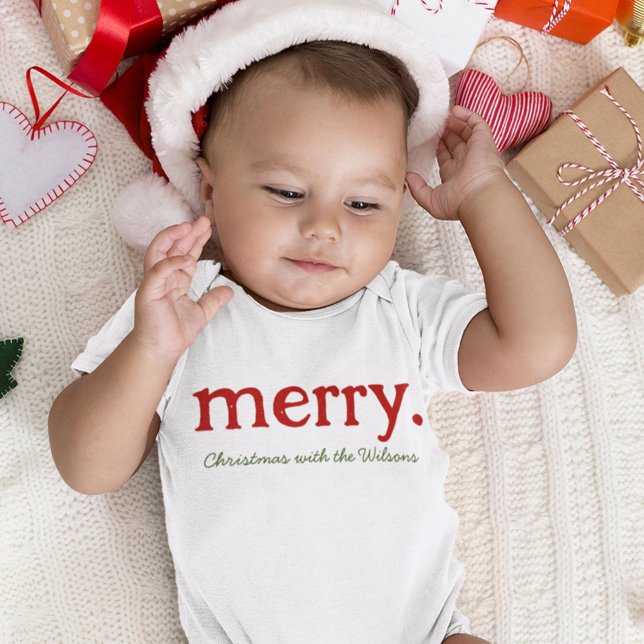 Modern Matching Family Minimalist Merry Christmas Baby Bodysuit (Creator Uploaded)