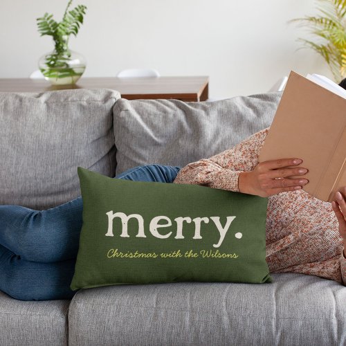 Modern Matching Family Minimalist Merry Christmas Lumbar Pillow