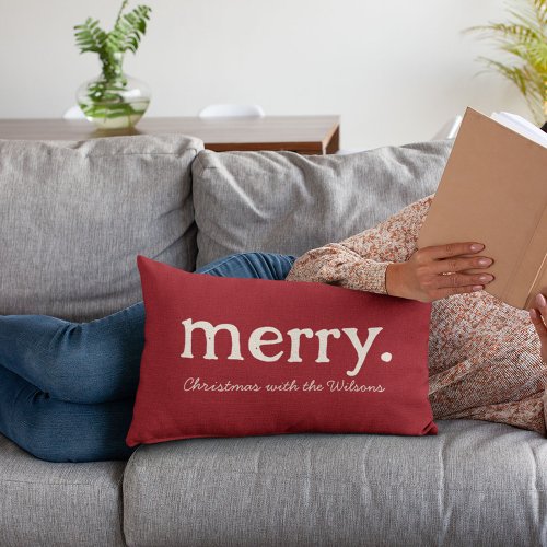 Modern Matching Family Minimalist Merry Christmas Lumbar Pillow