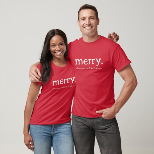 Modern Matching Family Minimalist Merry Christmas T_Shirt