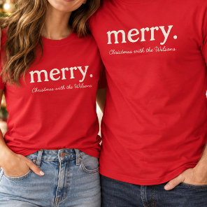 Modern Matching Family Minimalist Merry Christmas T-Shirt