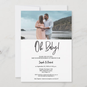 Modern Maternity Photo Oh Baby Couple Shower Invitation